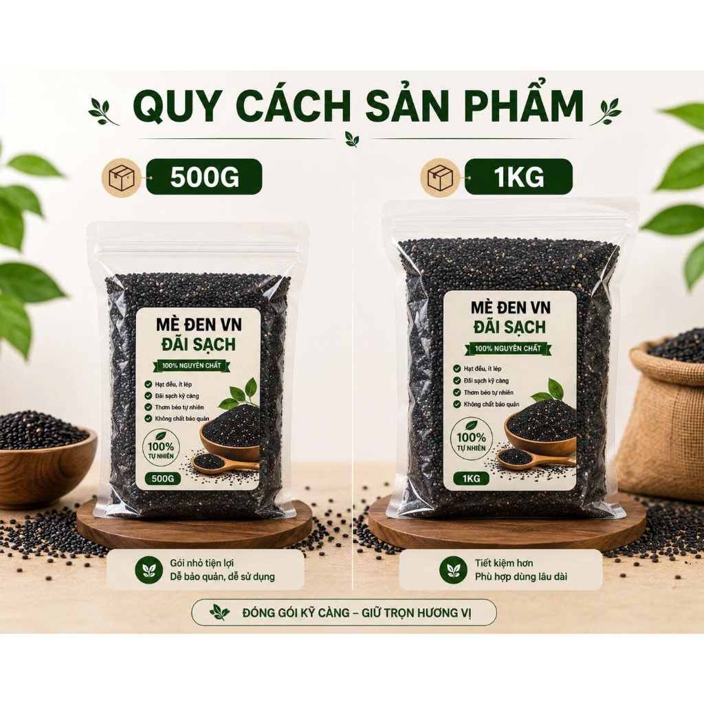 Mè Đen VN Đãi Sạch Nguyên Chất Rang Làm Sữa Mè Đen Ngũ Cốc Ăn Dưỡng Sinh