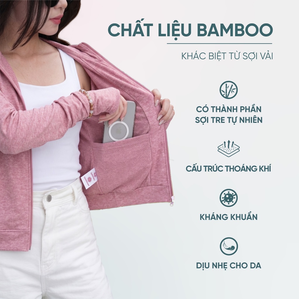 Áo Chống Nắng Nam Nữ Tre Thơm 2 Lớp GUNO Chống Tia UV Thoáng Khí Mũ Rộng Vành Che Trán 26AG22/AB23