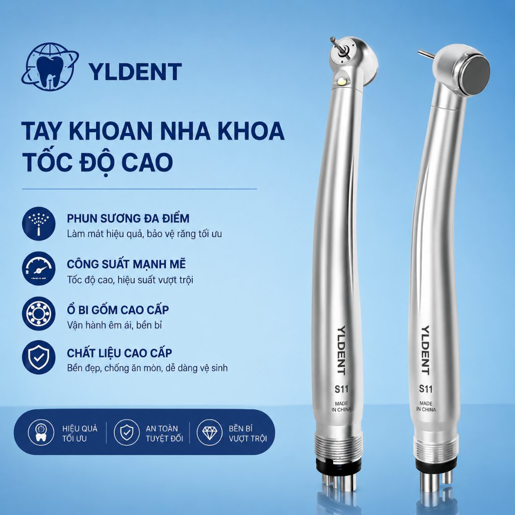 Tay khoan nhanh YLDENT S11 có đèn 3 tia nước