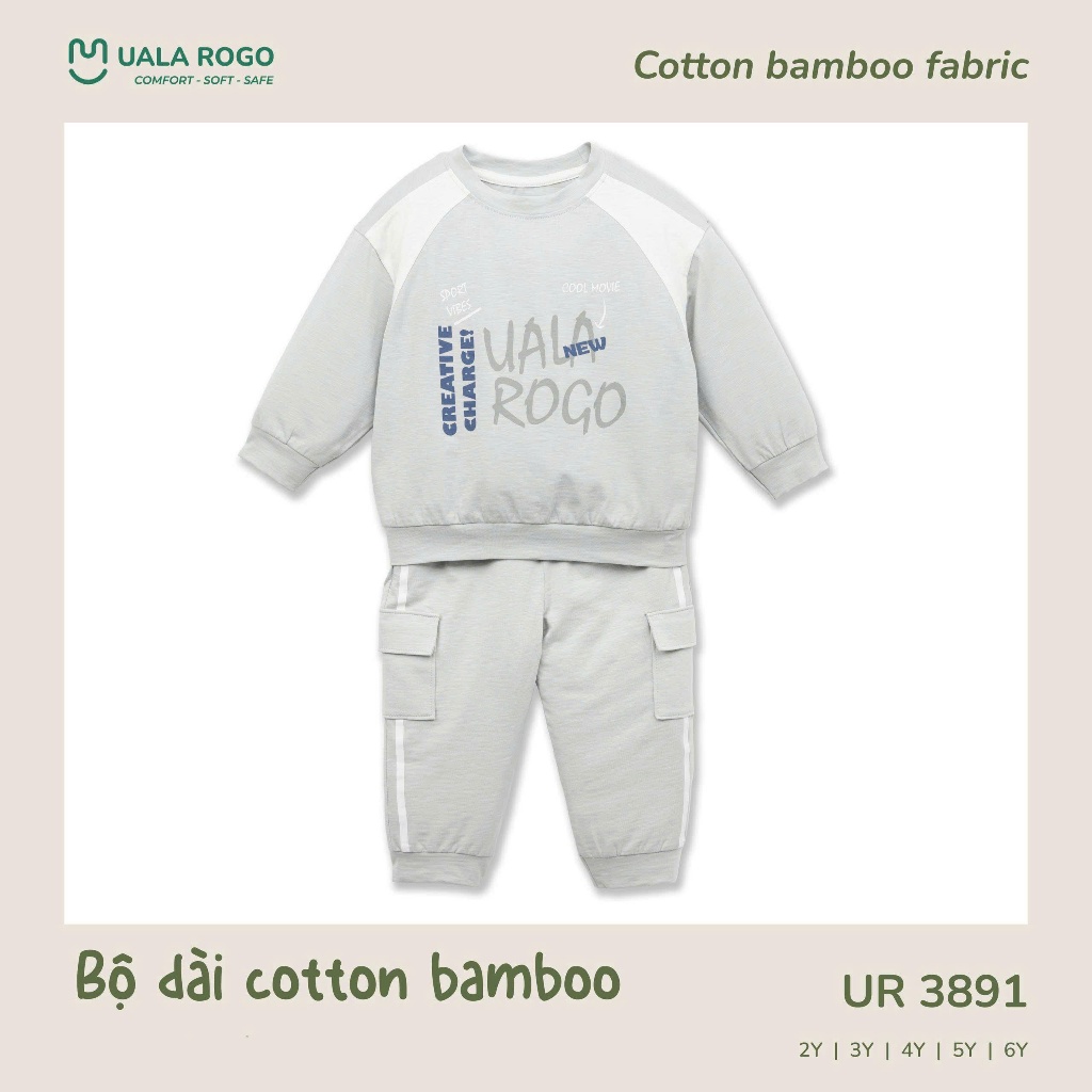 (12-27kg, 2-6Y) Bộ Dài Tay Bo Gấu Cách Điệu Uala UR3892 UR3891 UR3890 UR251 UR250 UR259