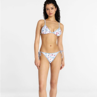 Set bơi 2 mảnh, bikini đi biển nữ dáng tam giác dây buộc họa tiết hoa nhí , không đệm ngực hàng VNXK