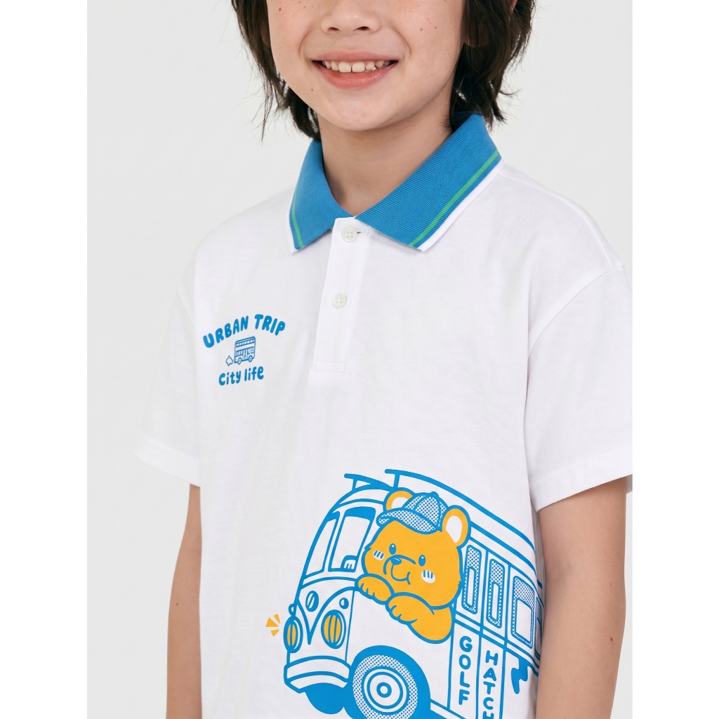 Áo polo bé trai CANIFA chất cotton 100% mềm mại cổ bẻ phối màu in họa tiết 2TP26S005