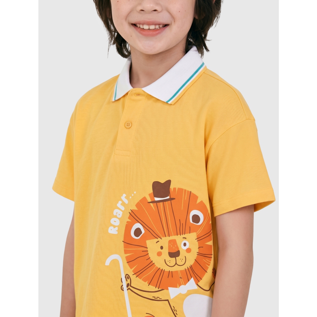 Áo polo bé trai CANIFA chất cotton 100% mềm mại cổ bẻ phối màu in họa tiết 2TP26S005