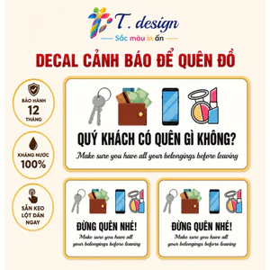 Decal Nhắc Nhở Kiểm Tra Đồ 🌈𝑭𝒓𝒆𝒆𝒔𝒉𝒊𝒑 Sticker Kiểm Tra Đồ Cho WC, Quán Ăn, Cửa Hàng, Khách Sạn