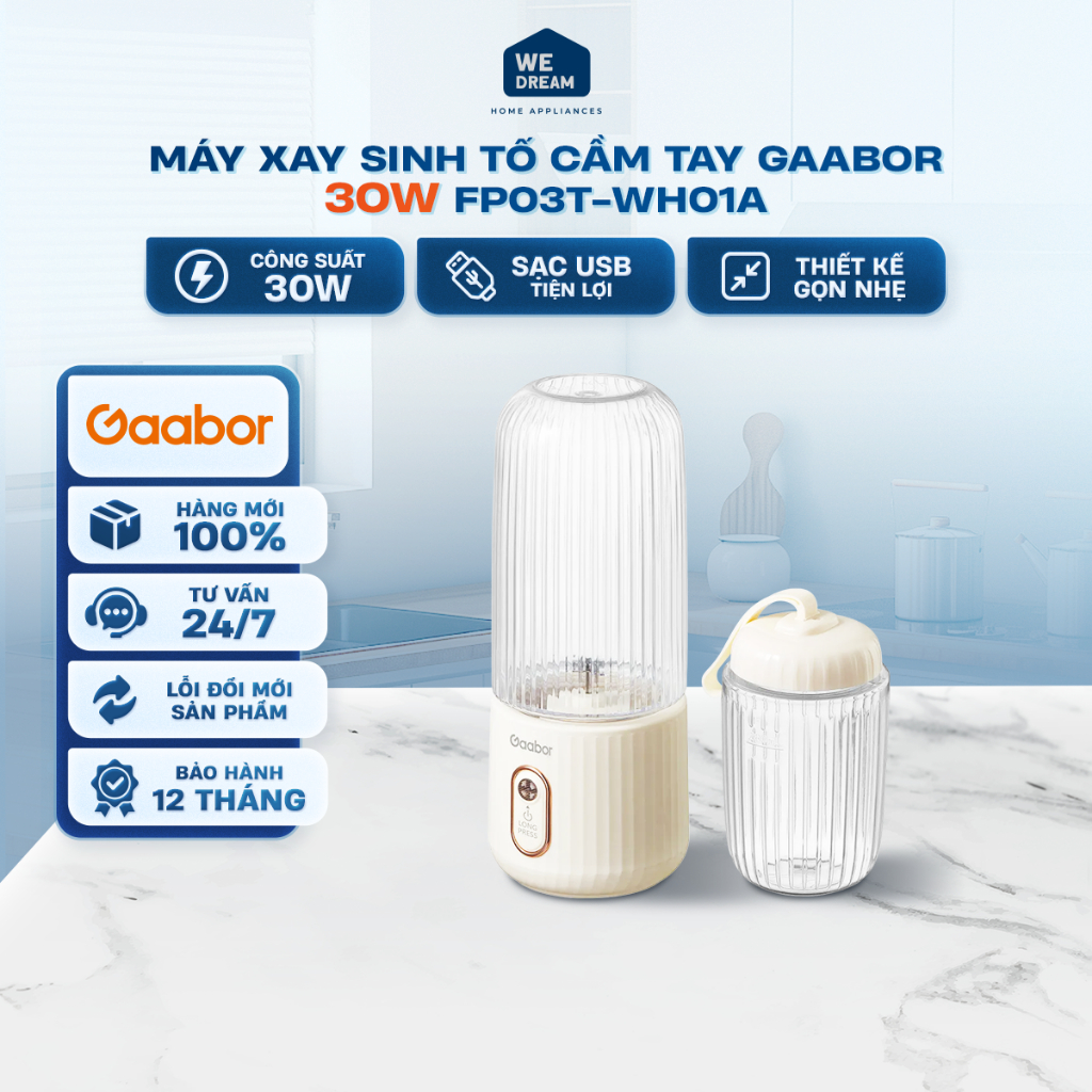 Máy Xay Sinh Tố Cầm Tay Mini Gaabor FP03T-WH01A - Hàng Chính Hãng