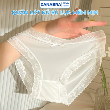 Quần Lót Nữ Su Viền Ren Cạp Vừa, Quần Lót Su Mịn Thấm Hút Thoáng Mát ZANABRA L519