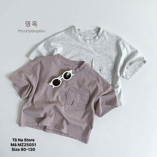 Áo Thun Cộc Tay Cho Bé Từ 9-28kg Phong Cách Hàn Quốc Vải Cotton Cao Cấp Phối Túi Hộp Basic MZ25051