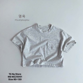 Áo Thun Cộc Tay Cho Bé Từ 9-28kg Phong Cách Hàn Quốc Vải Cotton Cao Cấp Phối Túi Hộp Basic MZ25051