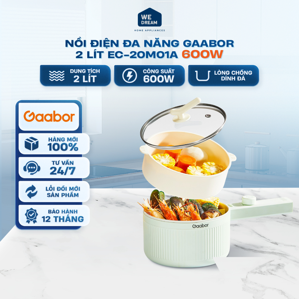 Nồi Điện Đa Năng Gaabor EC-20M01A 2L - Hàng Chính Hãng