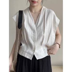 𝗠𝗮𝘆𝗮 𝗟𝗶𝗻𝗲𝗻-Áo Linen cổ V tay bay