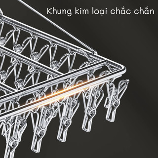 Giàn Phơi Kẹp Inox Nhiều Kẹp, Móc Phơi Đồ Lót Tất Vớ Chất Liệu Chống Gỉ Gấp Gọn, Tiết Kiệm Không Gian