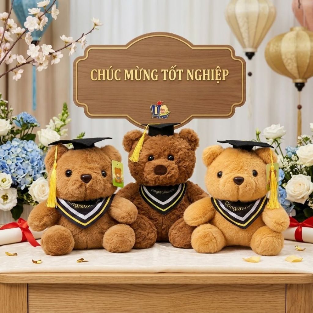 Gấu Bông Tốt Nghiệp Teddy 25Cm, Gấu Cử Nhân Đội Mũ Tốt Nghiệp Quà Tặng Kỷ Yếu Cho Bạn Bé, Người Thân