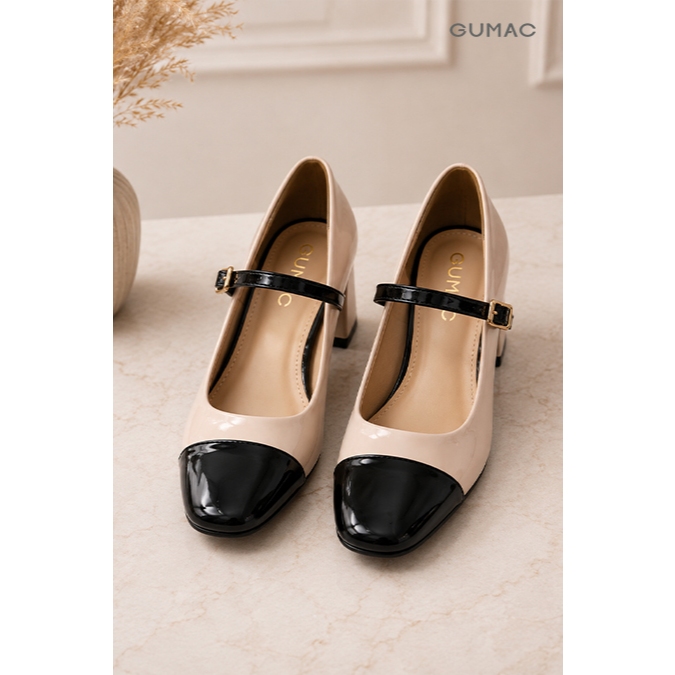 Giày Cao Gót Nữ GUMAC Phối Bít Mũi GE01058