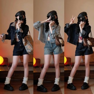 Áo Khoác Jeans Croptop 247Store Unisex Form Rộng Cá Tính Đi Học Đi Chơi