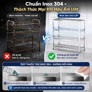 LOADNIX Kệ inox nhà bếp cao cấp Chịu lực lên đến 500kg Kệ để đồ inox Với nhiều thanh đỡ Lắp đặt đơn giản