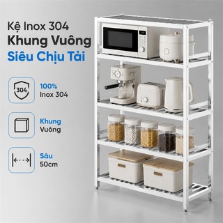 LOADNIX Kệ inox nhà bếp cao cấp Chịu lực lên đến 500kg Kệ để đồ inox Với nhiều thanh đỡ Lắp đặt đơn giản