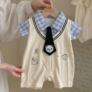 Body công tử đùi caro kèm cà vạt bé trai 4-10Kg. Bodysuit bé trai đầy tháng, thôi nôi. Dino Kids