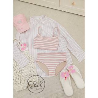 Set Bikini 2 Mảnh Mix Sơ Mi Kẻ Chuẩn She’s