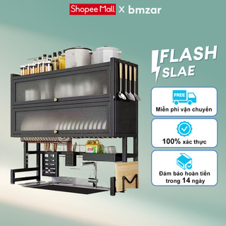 BMZAR Kệ chén có nắp đậy thép cacbon Kệ bát trên bồn rửa bát 65-125CM Kệ úp chén Có thể chịu được 200kg