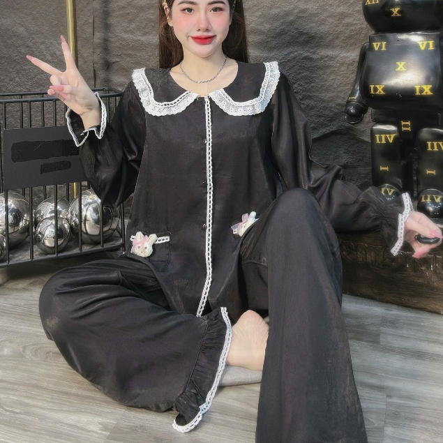 Đồ bộ nữ đồ mặc nhà, đồ ngủ nữ dễ thương,đồ ngủ xinh tiểu thư trơn đủ màu,chất vải lụa cao cấp[390].