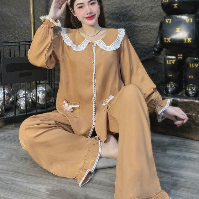 Đồ bộ nữ đồ mặc nhà, đồ ngủ nữ dễ thương,đồ ngủ xinh tiểu thư trơn đủ màu,chất vải lụa cao cấp[390].