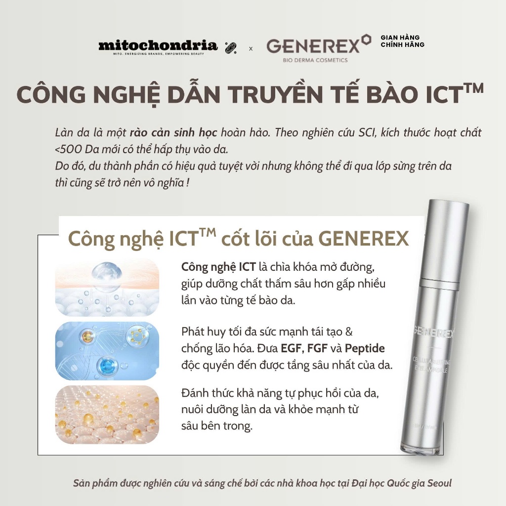 Tinh Chất Dưỡng Ẩm Giảm Nếp Nhăn Vùng Mắt GENEREX Cellular Lifting Eye Ampoule 15ml