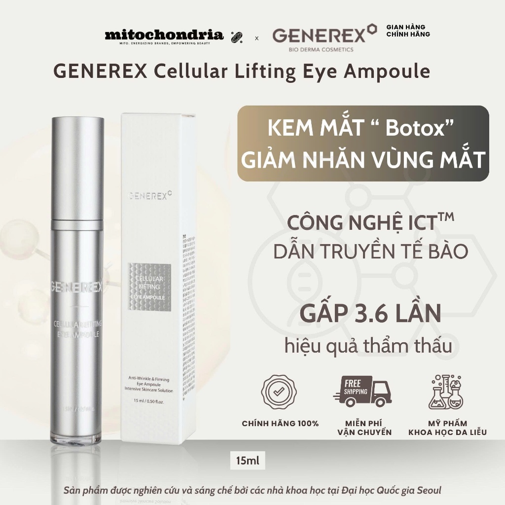 Tinh Chất Dưỡng Ẩm Giảm Nếp Nhăn Vùng Mắt GENEREX Cellular Lifting Eye Ampoule 15ml