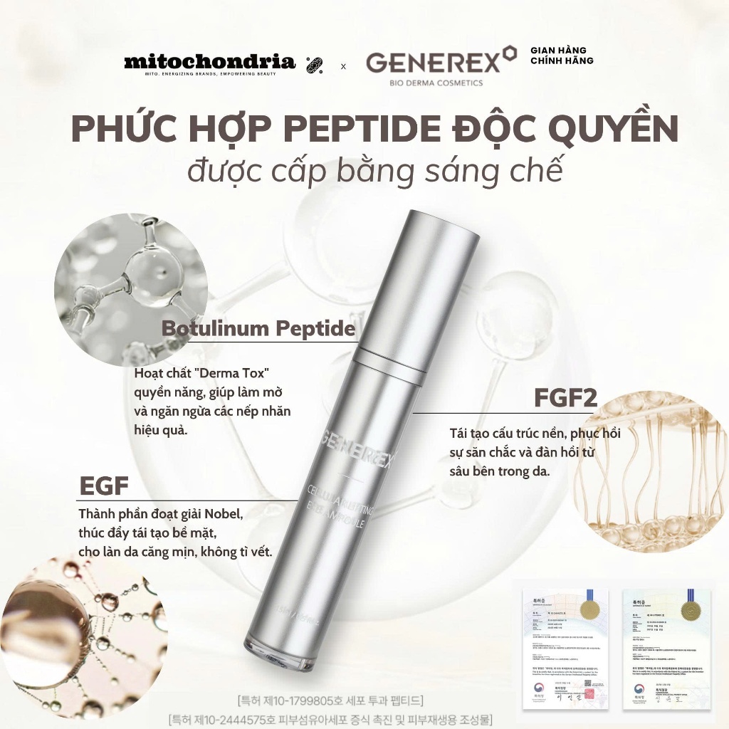 Tinh Chất Dưỡng Ẩm Giảm Nếp Nhăn Vùng Mắt GENEREX Cellular Lifting Eye Ampoule 15ml