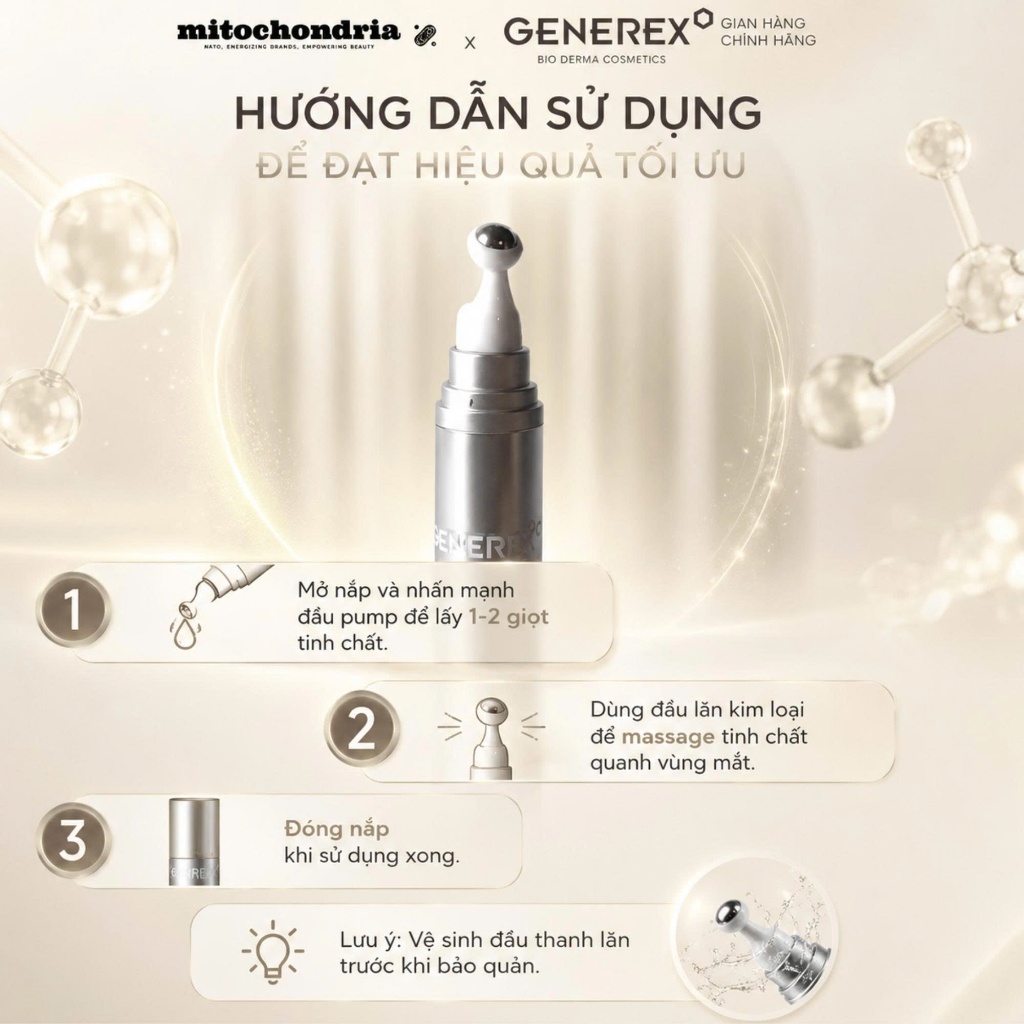 Tinh Chất Dưỡng Ẩm Giảm Nếp Nhăn Vùng Mắt GENEREX Cellular Lifting Eye Ampoule 15ml