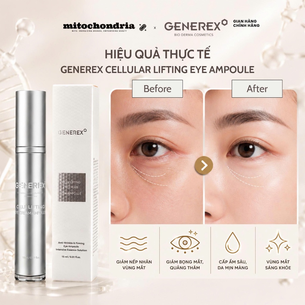 Tinh Chất Dưỡng Ẩm Giảm Nếp Nhăn Vùng Mắt GENEREX Cellular Lifting Eye Ampoule 15ml