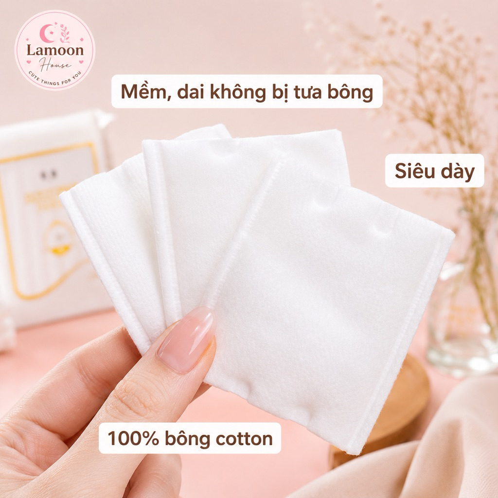 [COMBO 3-5 GÓI] Bông Tẩy Trang Cotton Pads 222 Miếng 3 Lớp Mềm Mịn Không Xơ