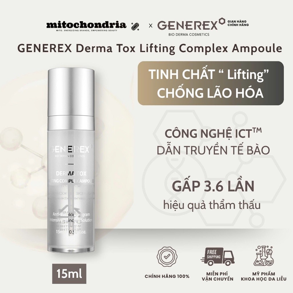 Tinh chất nâng cơ, chống già cho da GENEREX Derma Tox Lifting Complex Ampoule 15ml