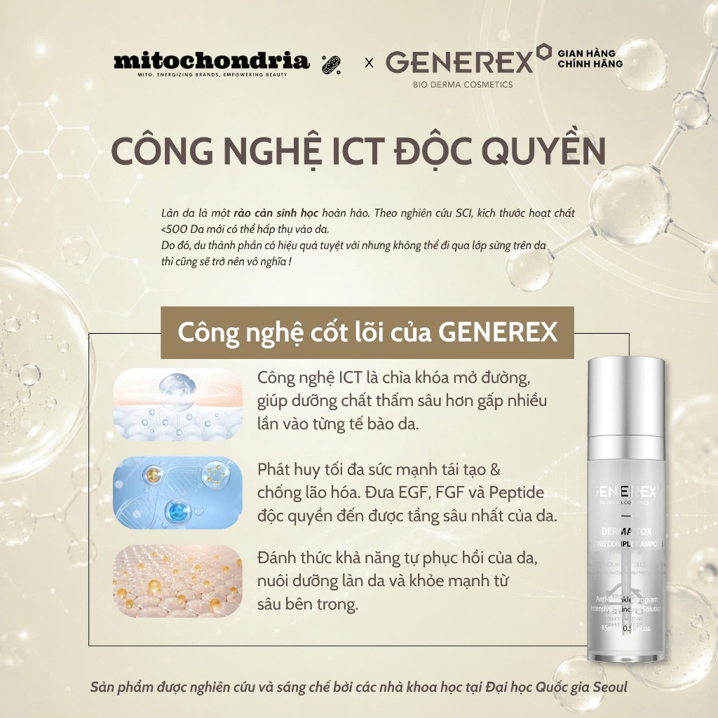 Tinh chất nâng cơ, chống già cho da GENEREX Derma Tox Lifting Complex Ampoule 15ml
