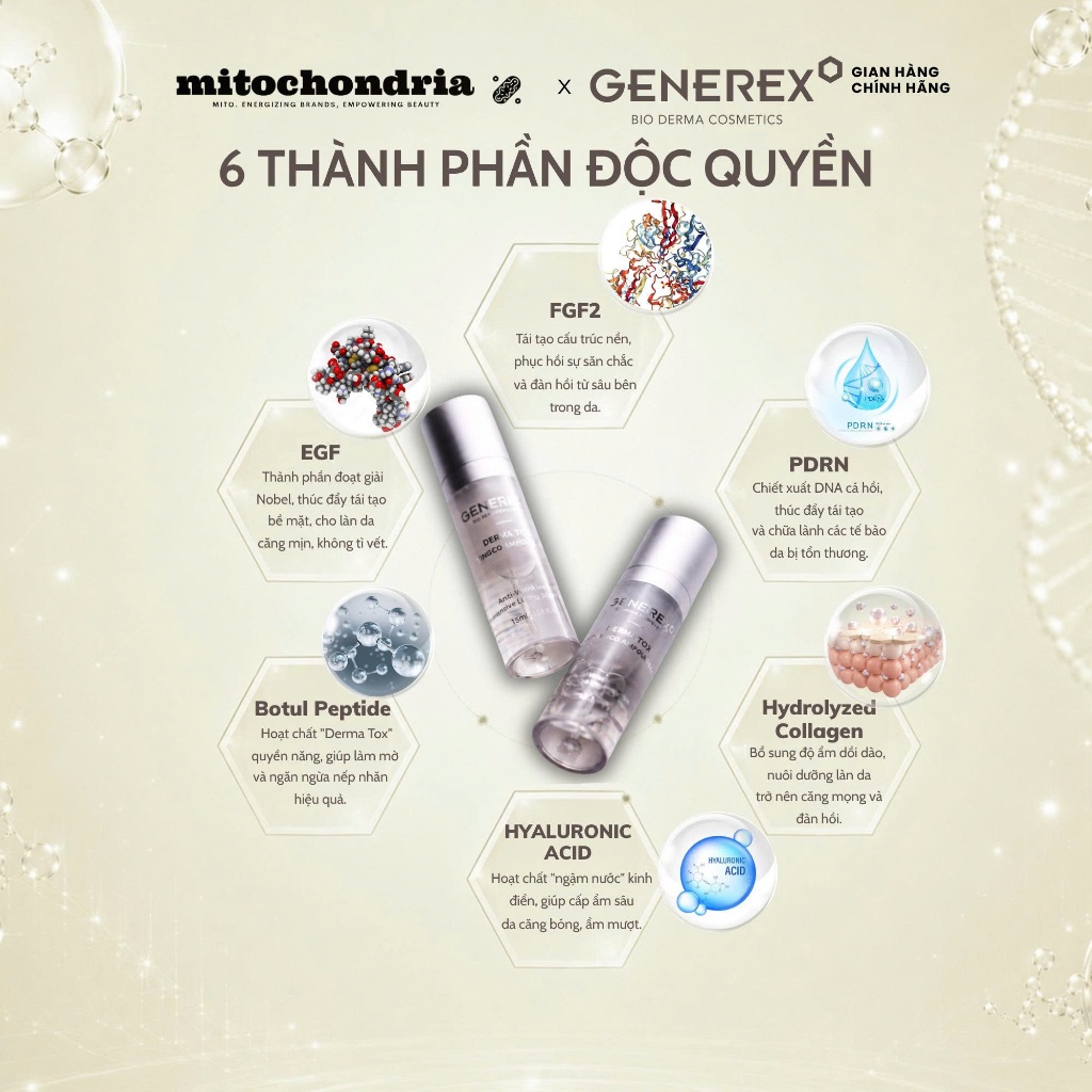Tinh chất nâng cơ, chống già cho da GENEREX Derma Tox Lifting Complex Ampoule 15ml