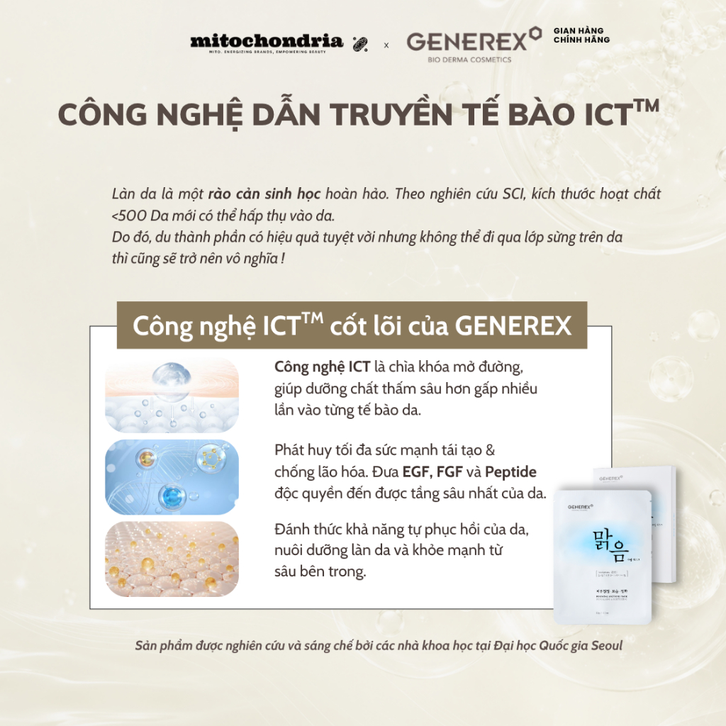 [Hộp 5 Miếng] Mặt nạ LỢI KHUẨN nuôi da khỏe GENEREX Malgeum Soothing Mask 30g