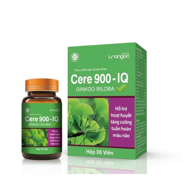Viên bổ não Cere 900-IQ Ginkgo Biloba (Chai 30 viên) Hỗ trợ hoạt huyết, tăng cường tuần hoàn máu não, giảm đau đầu