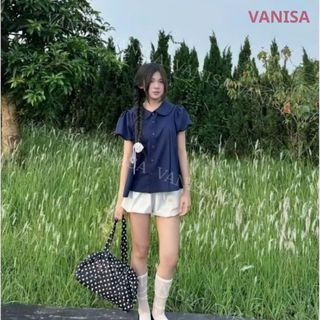 Áo sơ mi nữ cổ bèo sen tay phồng dáng rộng trẻ trung đen xanh trắng VANISA SM933