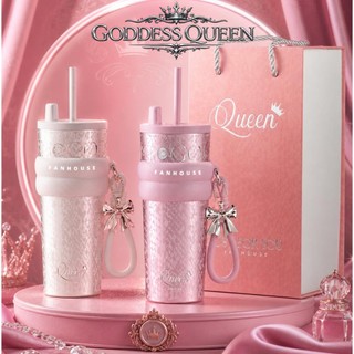Bình giữ nhiệt Queen inox 316L Phủ Sứ dung tích 710ml, ly nước giữ nhiệt tặng charm nơ