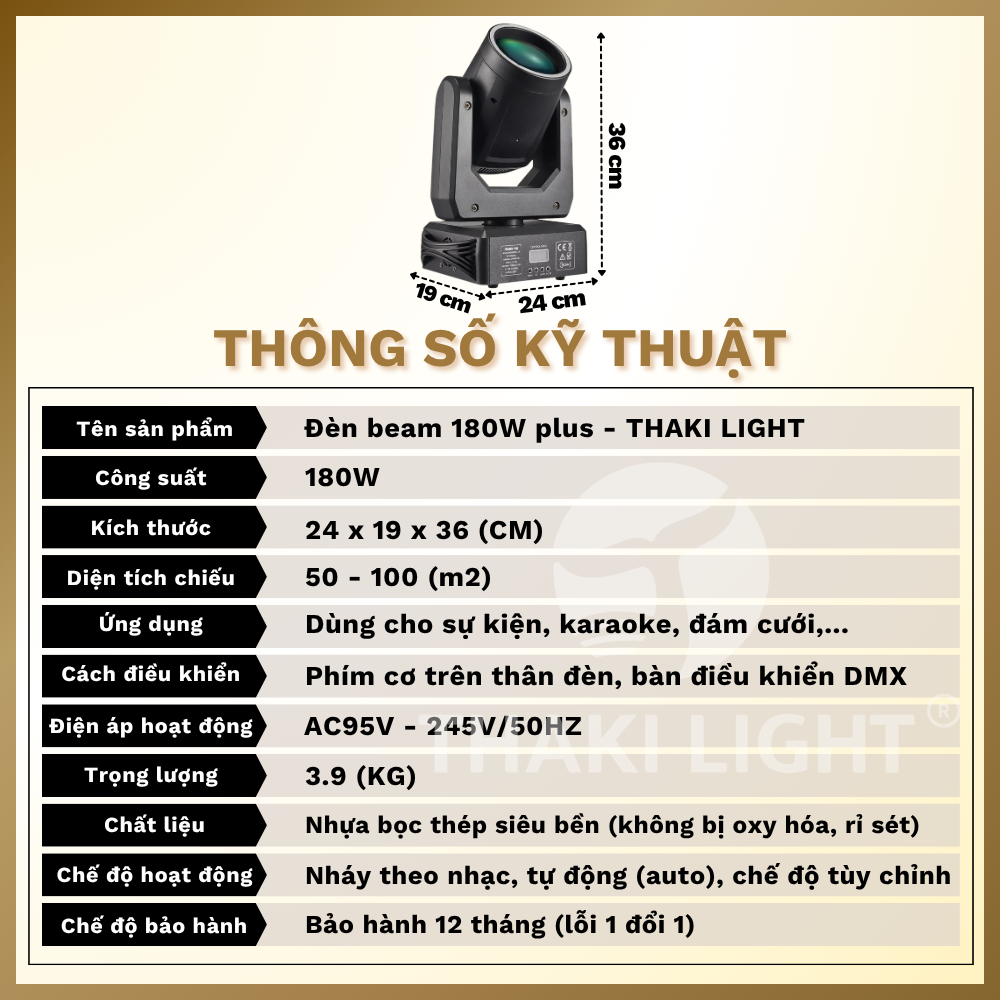 Đèn Beam 180W Plus THAKI LIGHT – Siêu Phẩm Ánh Sáng Chuyên Nghiệp Cho Sự Kiện, Bar, Karaoke