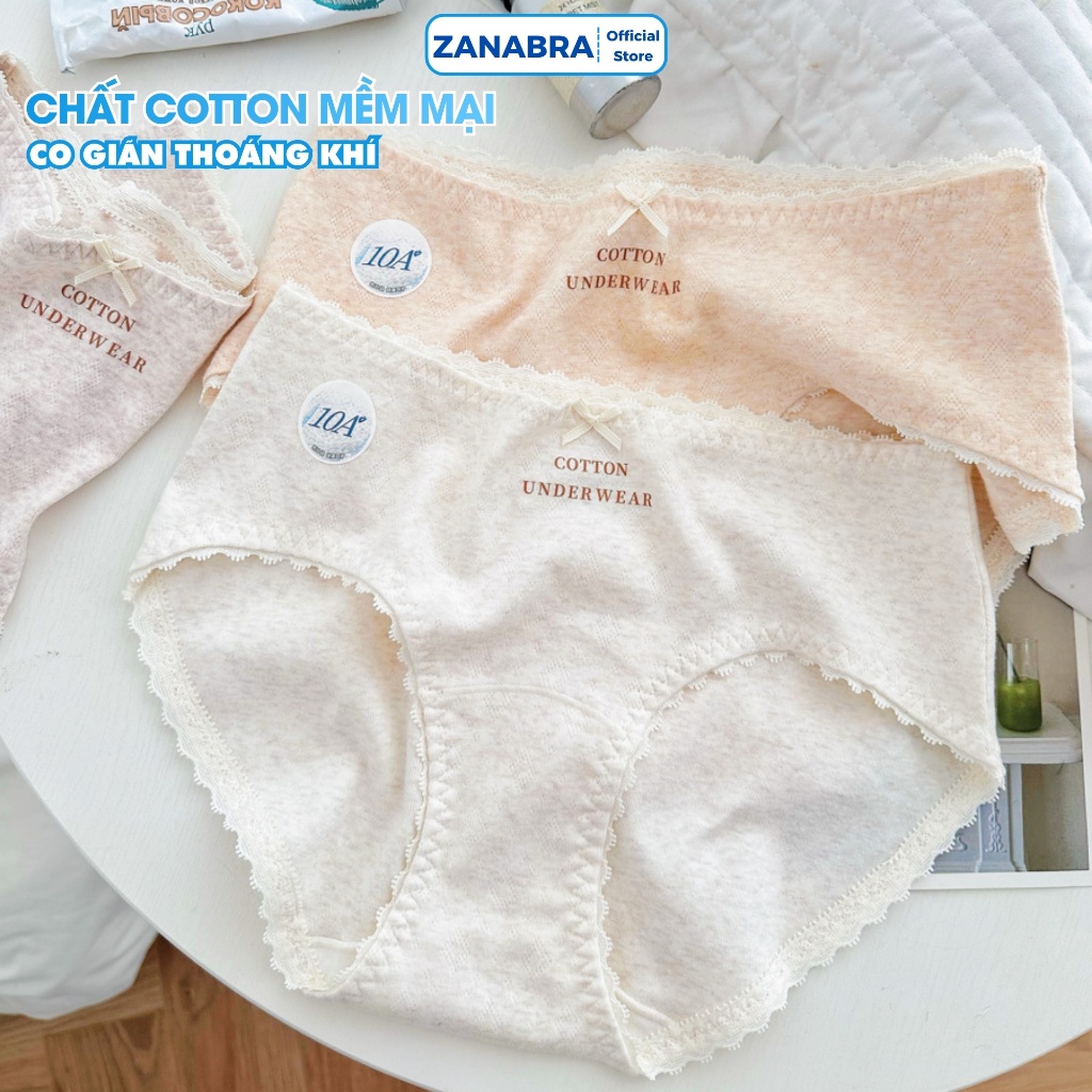 [MẪU MỚI 2026] Quần Lót Nữ Cotton Kháng Khuẩn 10A, Quần Chíp Nữ Cạp Vừa Viền Ren Siêu Thoáng ZANABRA L5210
