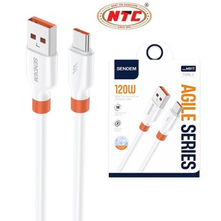 Cáp sạc nhanh SENDEM M91T USB-A to TypeC 120W, dài 1M (Trắng) - Phụ Kiện Nhất Tín