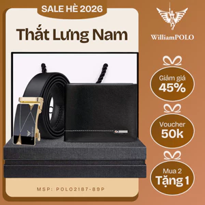 Thắt Lưng Nam William Polo Da Cao Cấp Khóa Tự Động Và Ví Da Nam Lịch Lãm TL87+Ví14