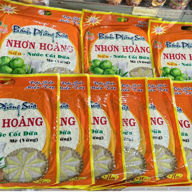 Bánh Phồng Sữa Dừa - Bánh Dẻo Cốt Dừa Vị Sầu Riêng, Mè Vừng, Lá Dứa - Bánh Tráng Cốt Dừa Nhơn Hoàng