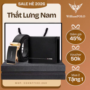 COMBO Thắt Lưng Nam William POLO Da Cao Cấp Khóa Tự Động Và Ví Da Nam Lịch Lãm TL83+Ví14