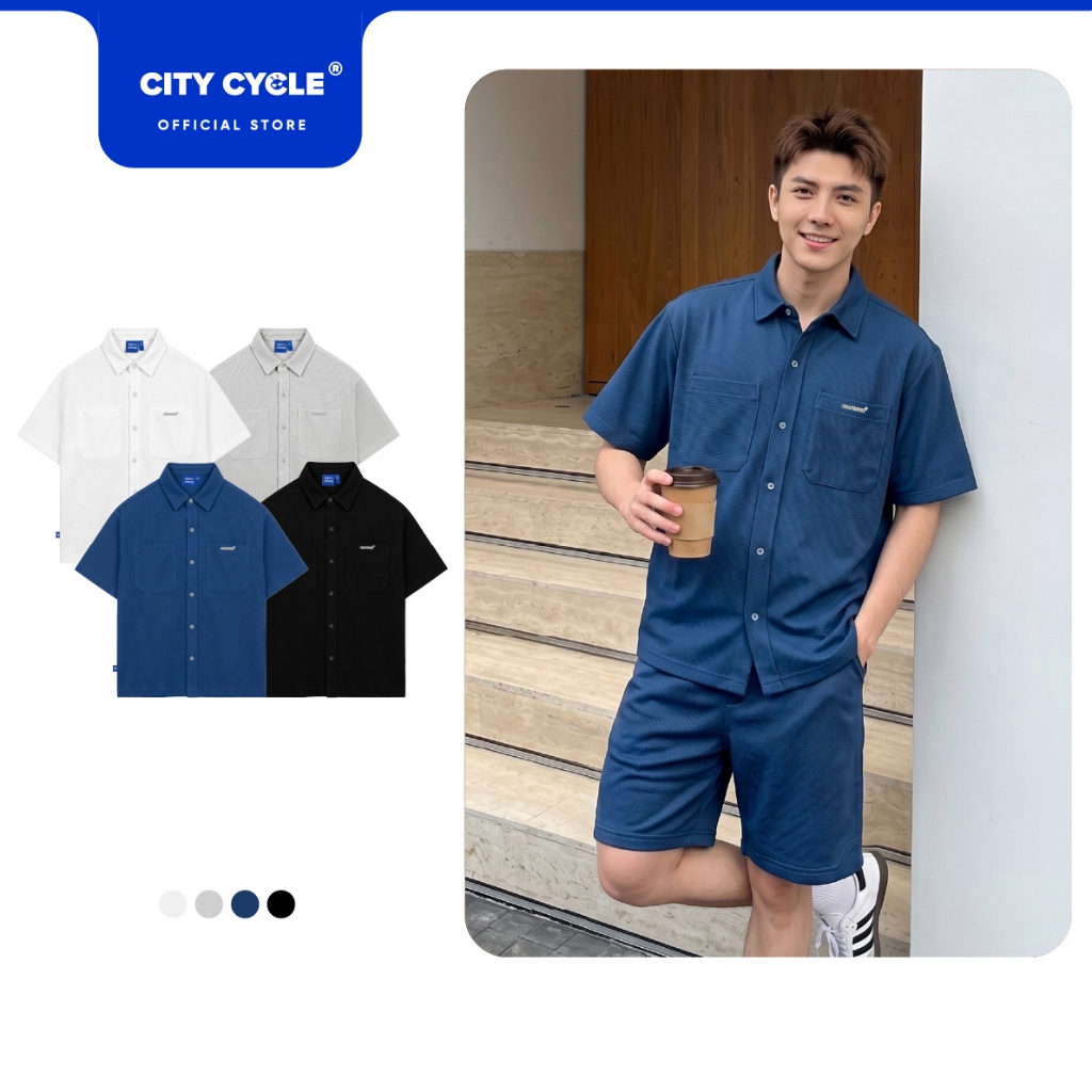 Áo sơ mi cộc tay boxy basic nam nữ Local Brand Chính Hãng City Cycle Áo sơ mi Relaxed