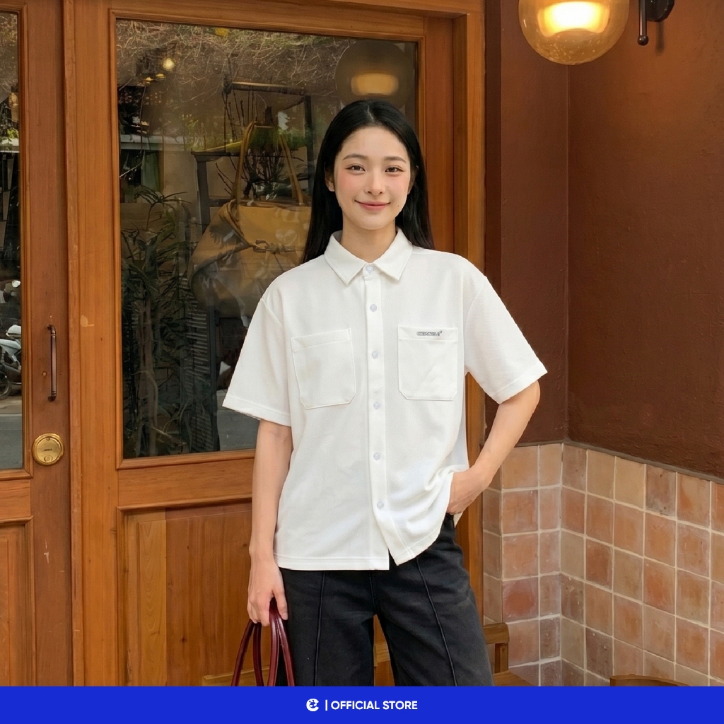 Áo sơ mi cộc tay boxy basic nam nữ Local Brand Chính Hãng City Cycle Áo sơ mi Relaxed
