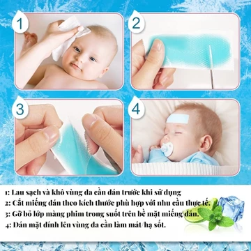 Miếng Dán Hạ Sốt Fobaby Cooling Gel Patch 0+ 2+Cho Bé Trẻ Sơ Sinh Miếng Dán Gel Lạnh Hạ Nhiệt 10 Giờ