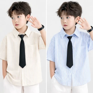 Áo sơ mi cộc tay cho bé trai từ 17-60kg chất đũi Hàn mềm mát, đứng form, không nhăn nhàu.
