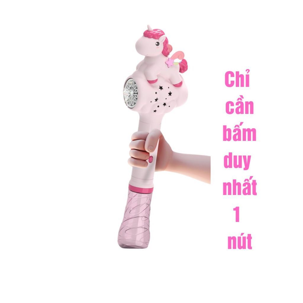 Súng thổi ra nhiều bong bóng xà phòng mẫu ngựa pony tai thỏ ngộ nghĩnh cho bé kèm pin và nước