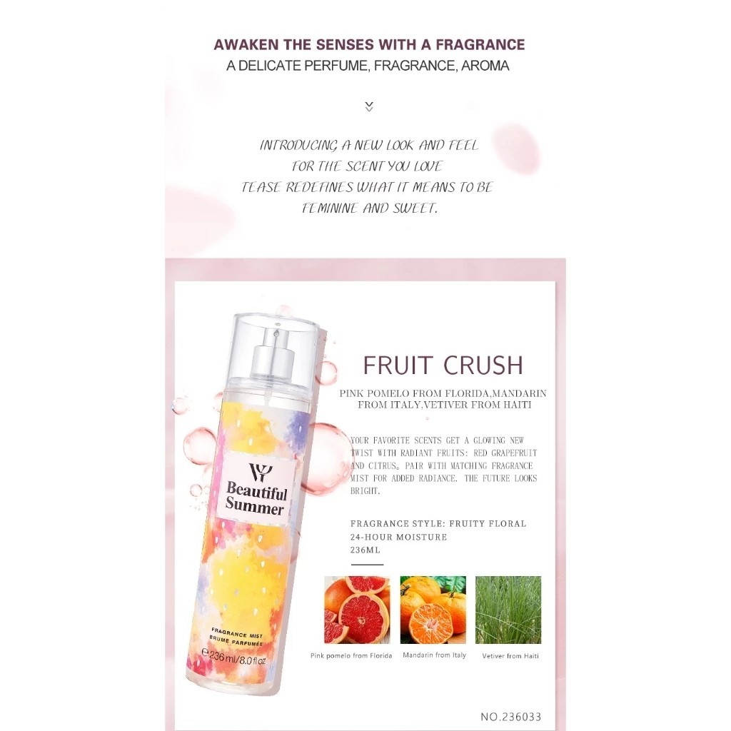 Fragrance Mist nước xịt thơm cơ thể hương nữ đa dạng dung tích 236ml dễ mang theo